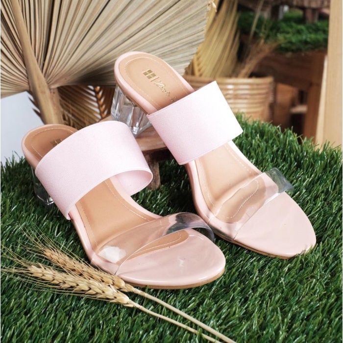 Sandal Heels Wanita Hak Kaca |Ukuran Besar Jumbo| Sendal Heel Pesta Cewek Remaja Dewasa |Big Size 40 41 42 43 44 45| Cantik Murah Mewah ORIGINAL