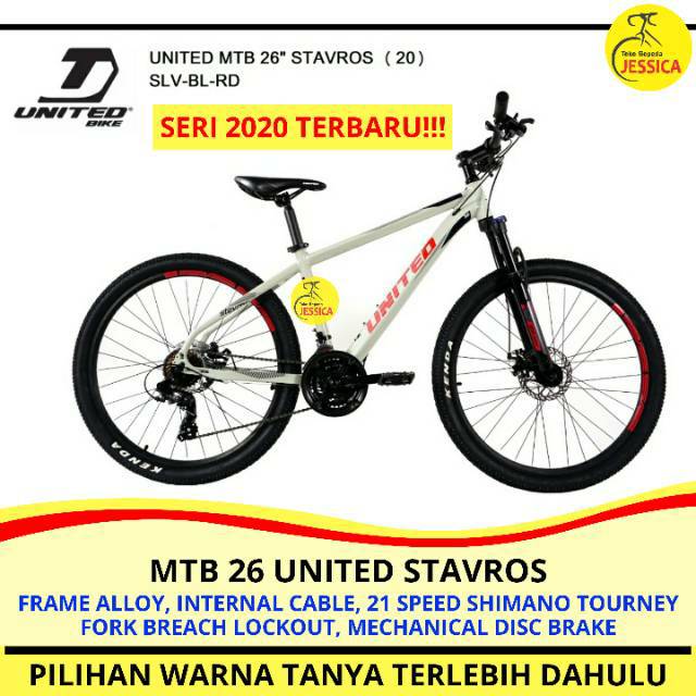 Sepeda Gunung MTB 26 United Stavros Alloy Disc Brake Fork Lock Out