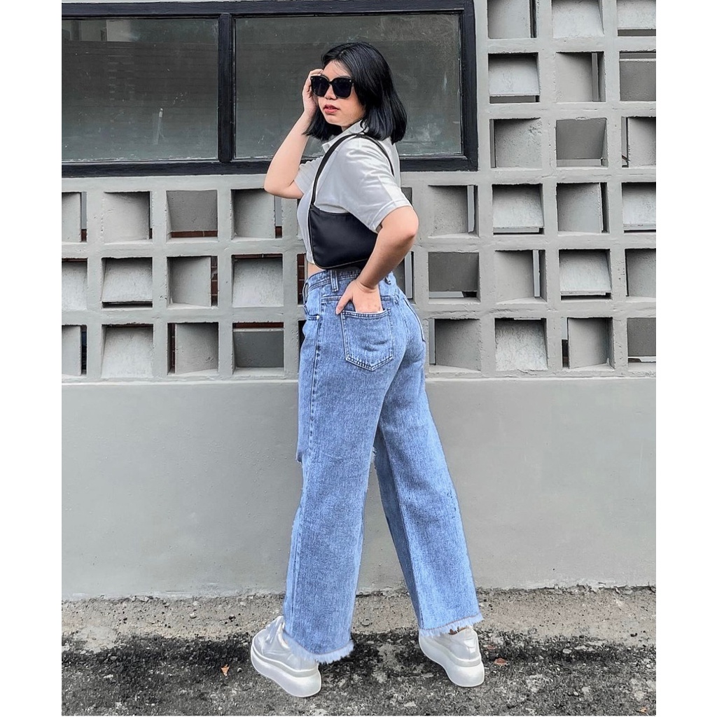 FWR - LABELA RIPPED FURING JEANS CULLOTE