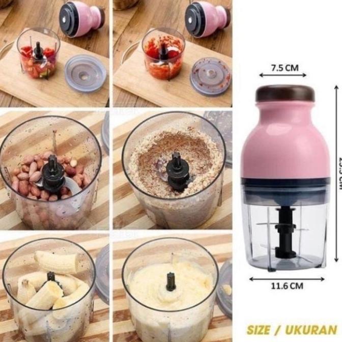 cod blender charger juice cup HC Blender capsul Cutter quatre/Blender kapsul serbaguna - Merah Muda