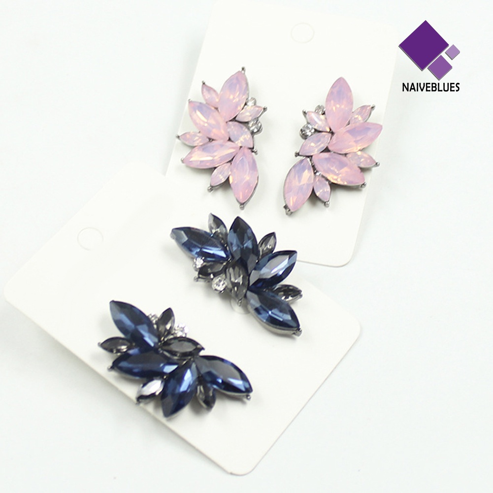 1 Pasang Anting Stud Dangle Berlian Imitasi Untuk Wanita