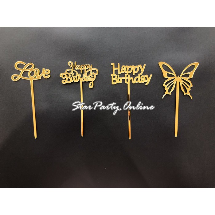 Topper Kue Acrylic Kecil Emas /Acrilyc Cake Topper Gold