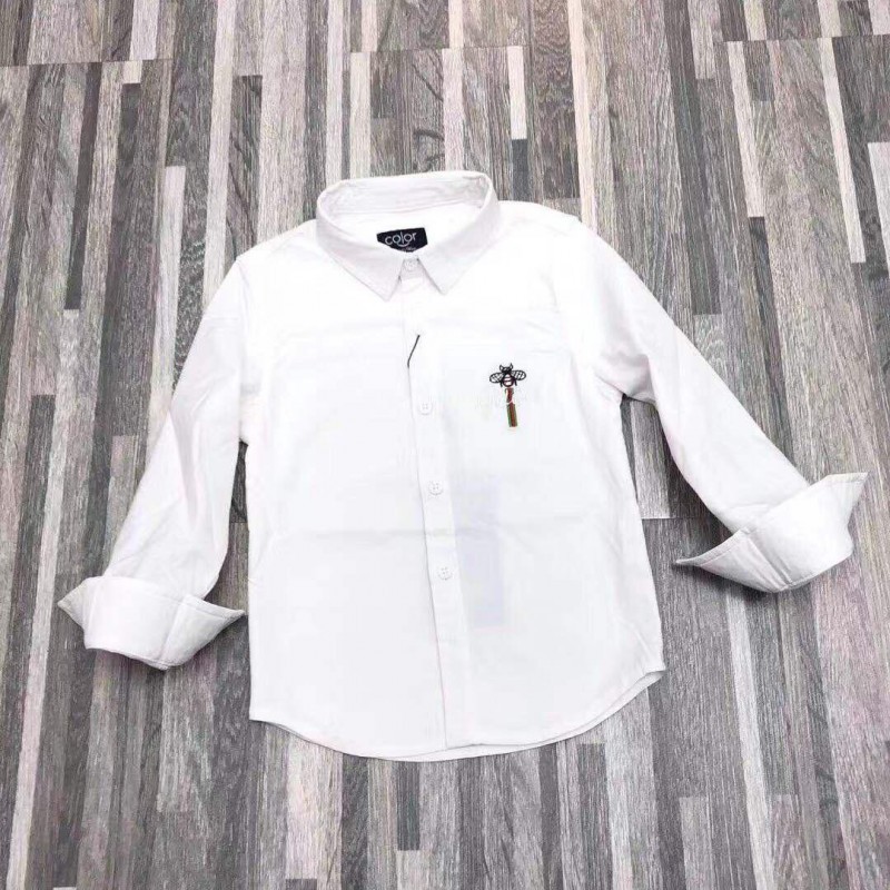 Kemeja Putih Lengan Panjang Baju Atasan Anak Laki-laki Putih Polos