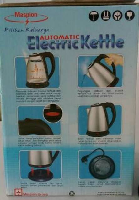 MASPION KETEL TEKO LISTRIK ELECTRIC KETTLE 1.8 LITER MEK 1802 KS