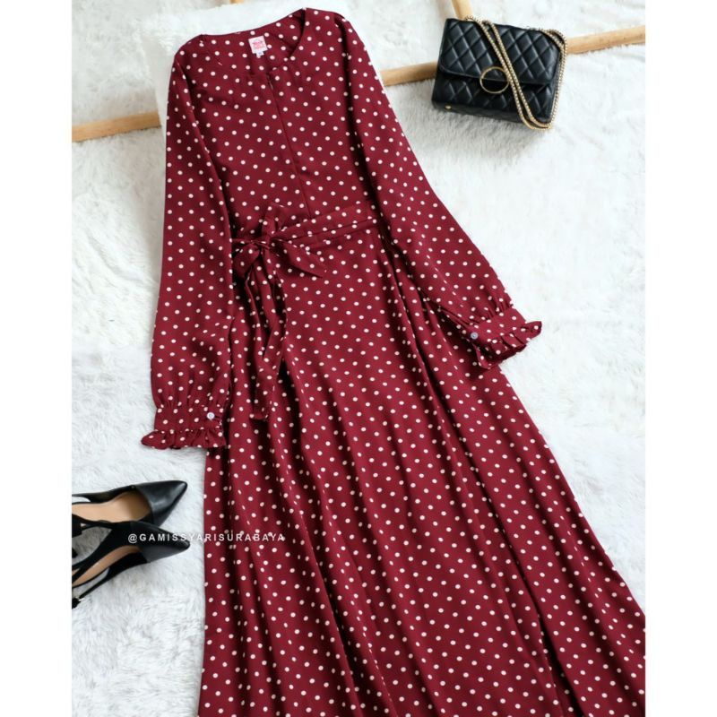 Gamis Polkadot Termurah Bisa Bayar Ditempat COD, Gamis Kekinian Gamis