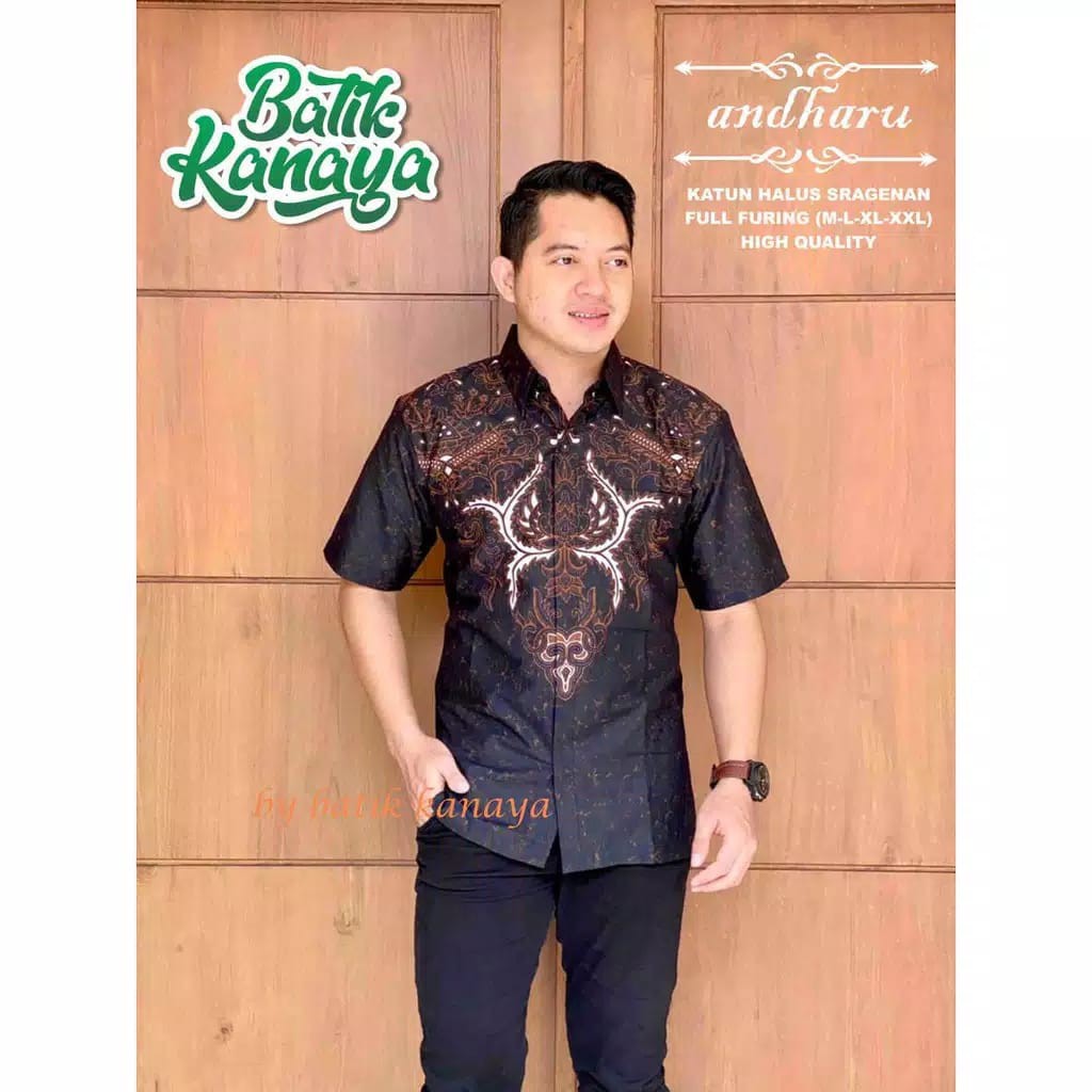 ANDHARU Kemeja Batik Pria Full Furing Bahan Katun Halus Sragenan