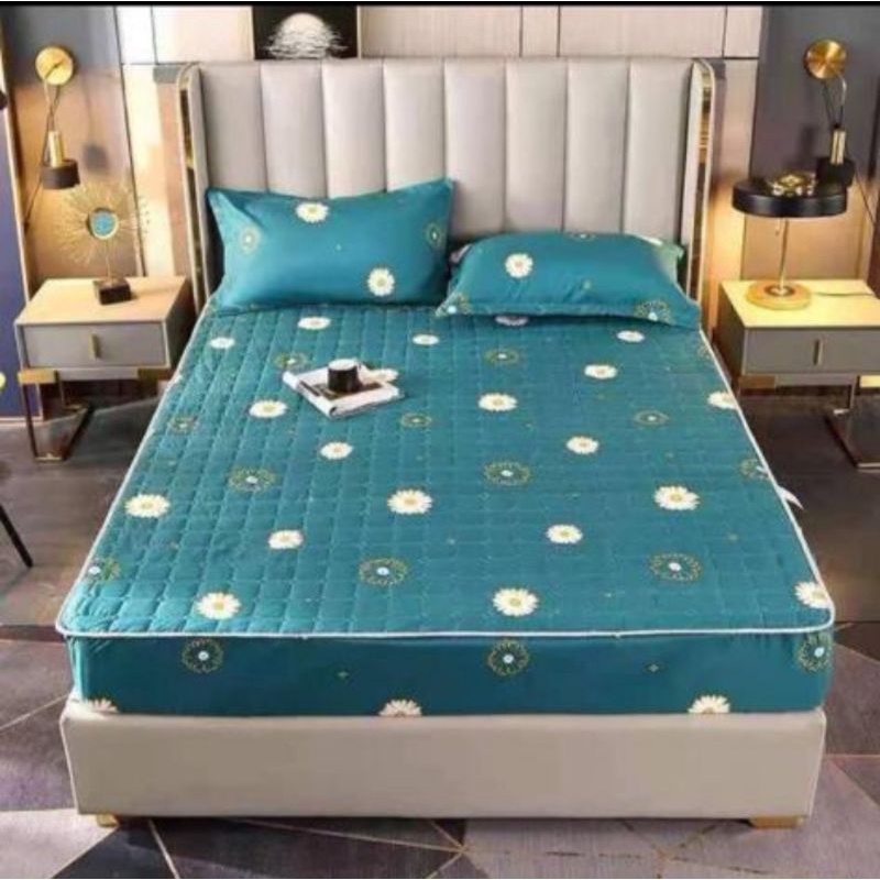 Sprei Waterproof / Sprei Protector bermotif / Sprei anti air ukuran 180x200CM dan 160x200CM-180 hijau A