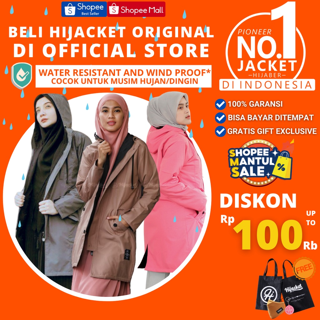 ✅BEST SELLER✅ Hijacket IXORA Original Jacket Hijaber Jaket Wanita Muslimah Azmi Hijab Hijaket Jaket Wanita Parka