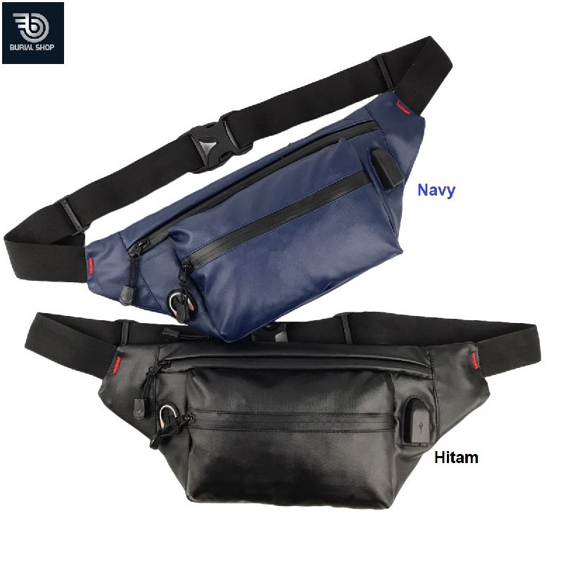 Tas Selempang Waistbag USB Waterproof Terbaru-Bs