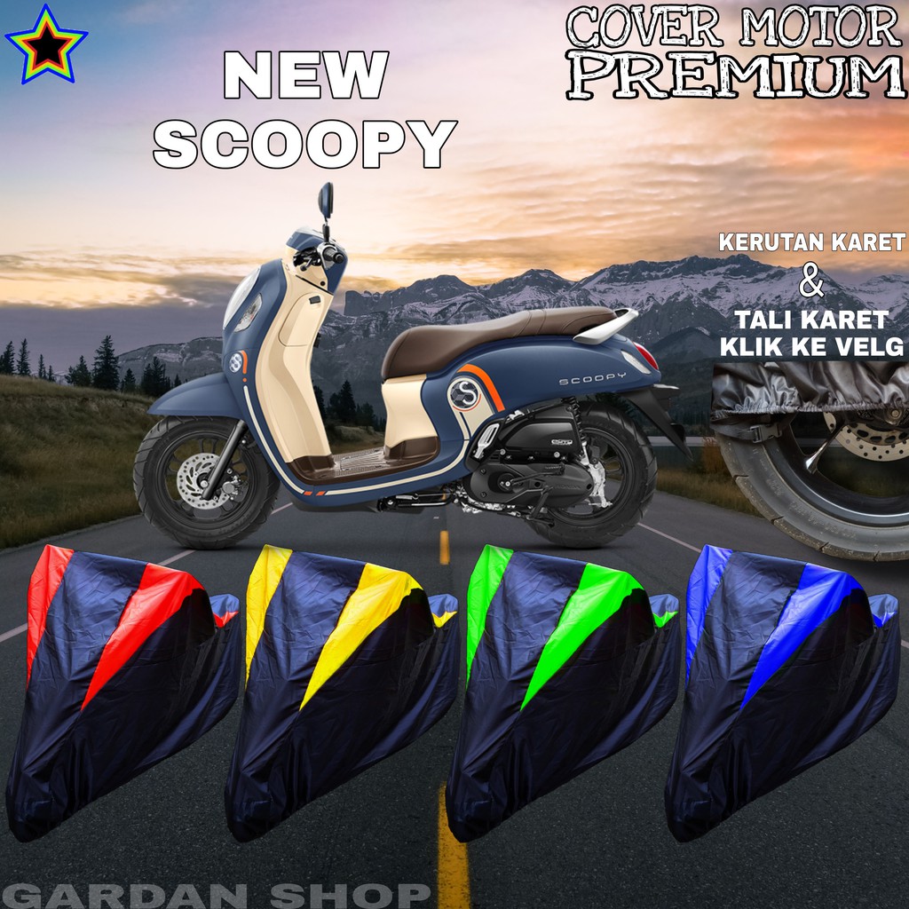 Sarung Motor NEW SCOOPY Hitam KOMBINASI Body Cover Penutup Pelindung Motor Scoopy PREMIUM