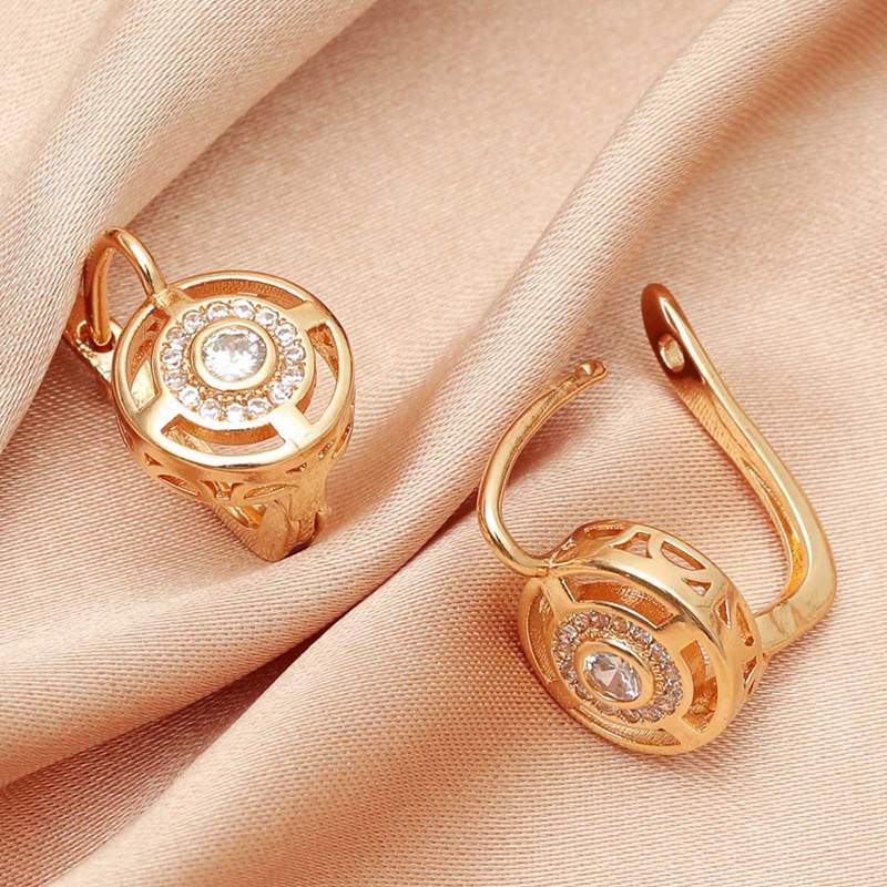 Korean Exquisite Hollow Geometric Earrings Sweet Zircon Earring