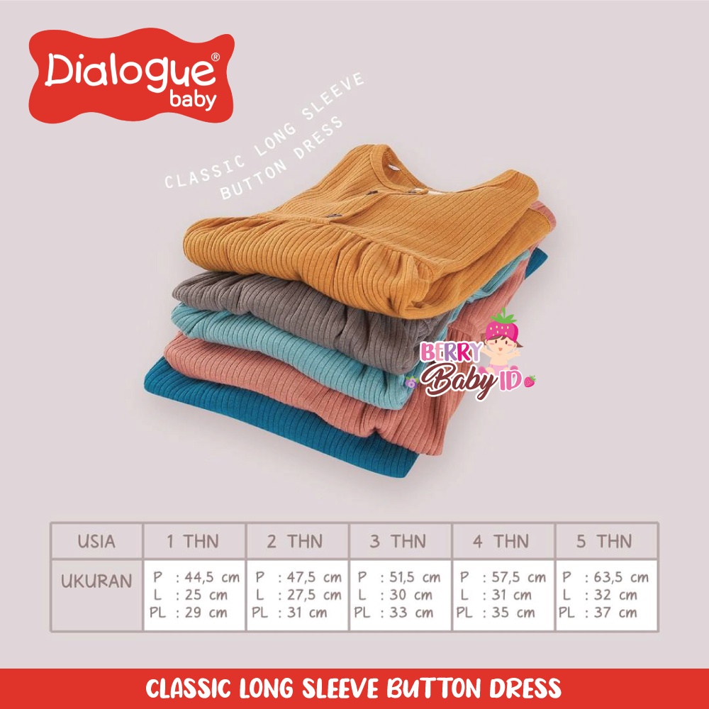 Dialogue Classic Long Sleeve Button Dress Baju Bayi Anak Perempuan Berry Mart