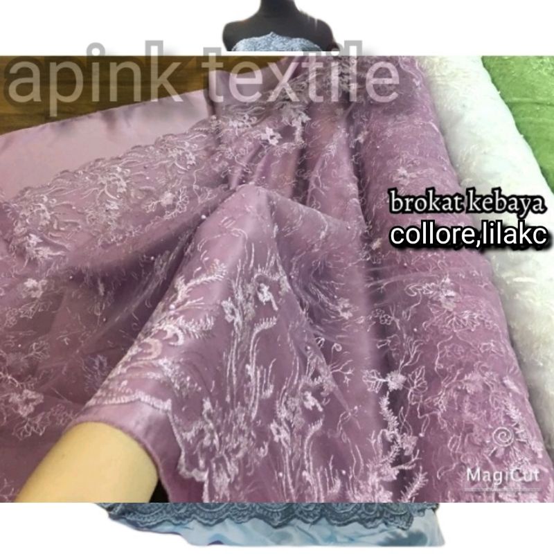 1/2 meter kain /bahan tile kebaya /kain brokat tile akar mutiara motif kemkukus