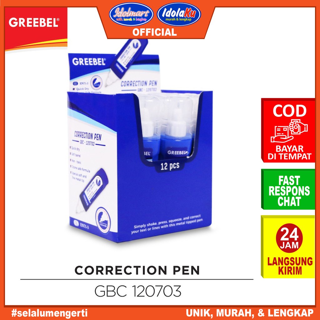 IDOLMART GREEBEL Tip-Ex - Correction Pen Greebel GBC 120703 (PCS) Surabaya