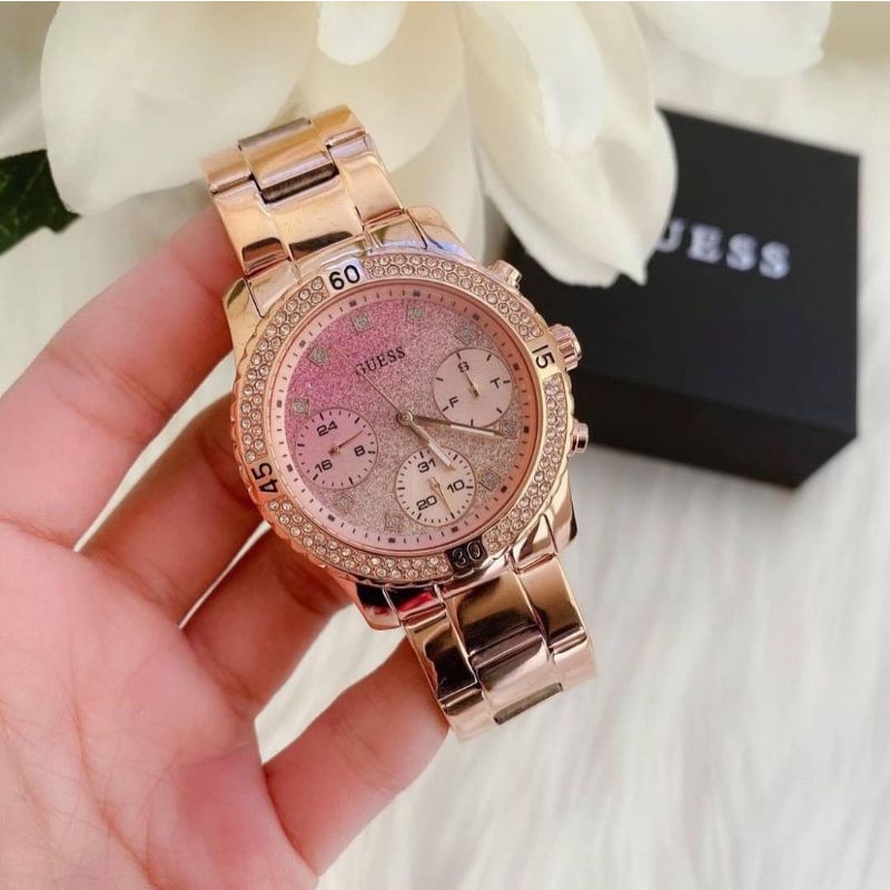 Jam Tangan Wanita Merk Guess W0774L3 Original Free Box Set