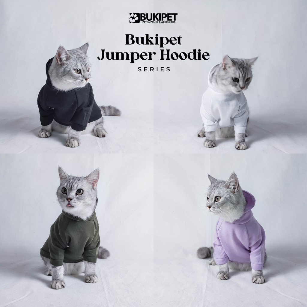 baju kucing anjing kelinci monyet lucu cowok cewek aksesoris hewan kecil  - BUKIPET JUMPER HOODIE