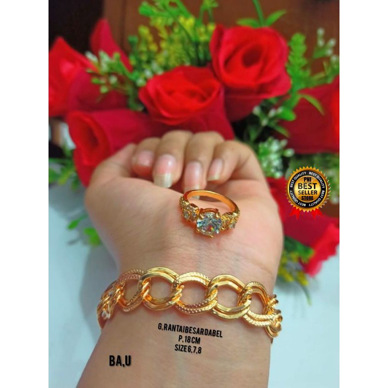 GELANG TANGAN RANTAI BESAR DABEL FREE CINCIN