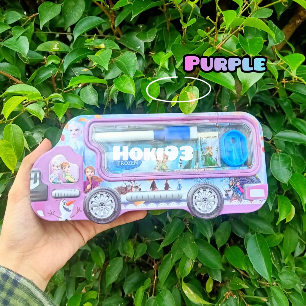 Kotak Pensil Kaleng mobil ada isi / Pensil Case Karakter Lucu