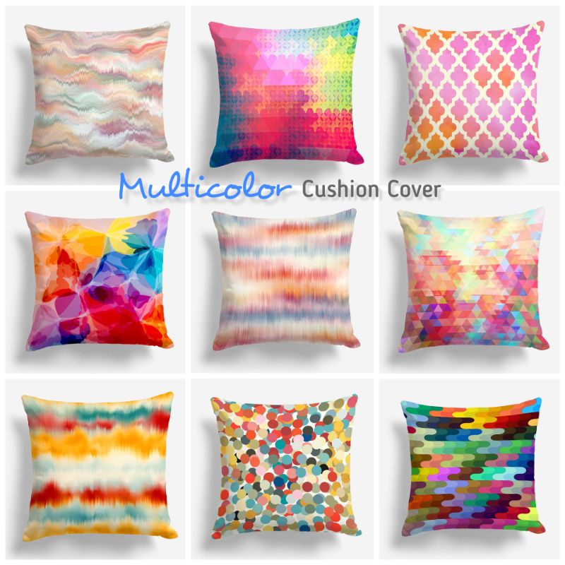 SARUNG BANTAL SOFA PRINT MULTICOLOR ABSTRAK WARNA WARNI 40X40 CM