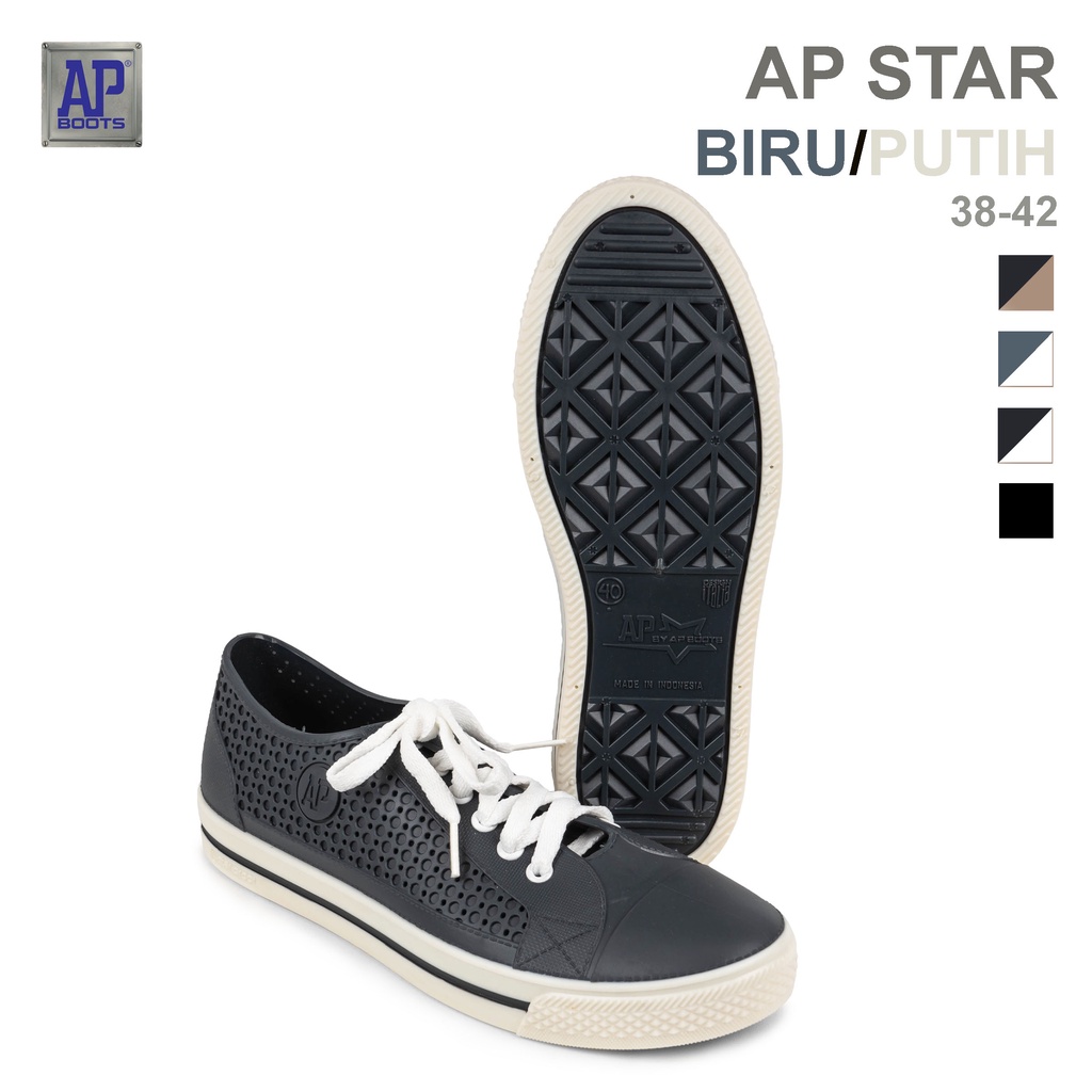 AP Boots AP STAR Putih Navy - Sepatu Kets PVC