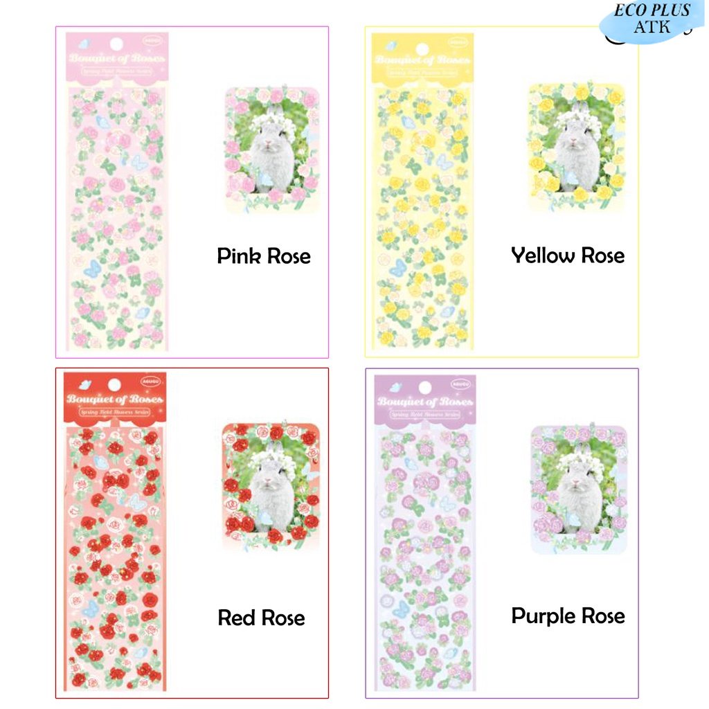 Flower Sticker Glitter Motif Bunga Scrabook DIY Tulip Lily Rose