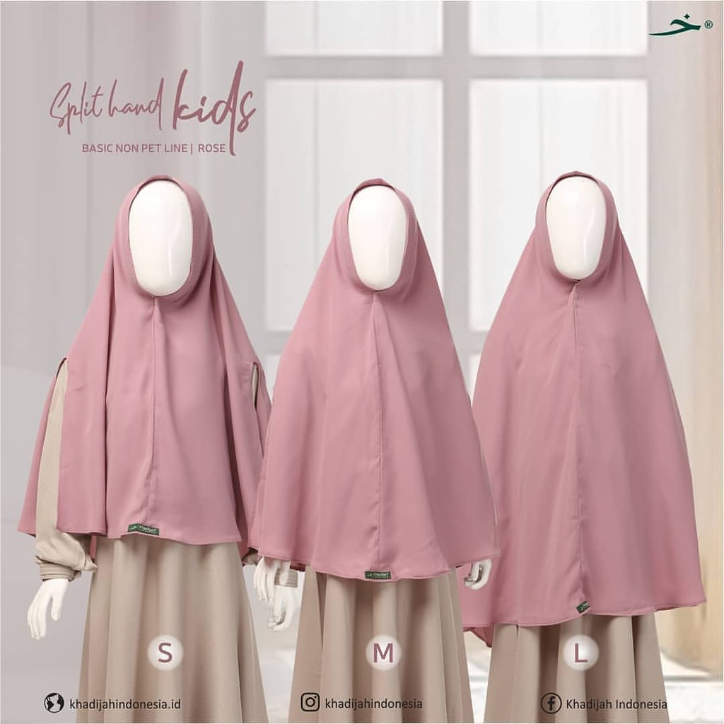 Khadijah Indonesia - Khimar (Kerudung) Anak Basic Non Pet Line Split-Hand