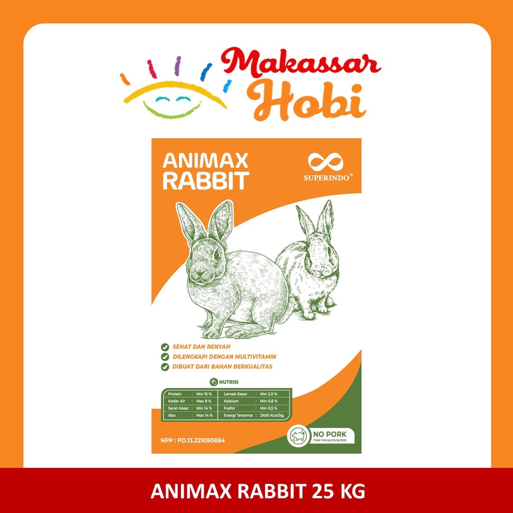 Animax Rabbit Food 25kg 25 kg Pakan Pelet Pellet Makanan Kelinci Murah