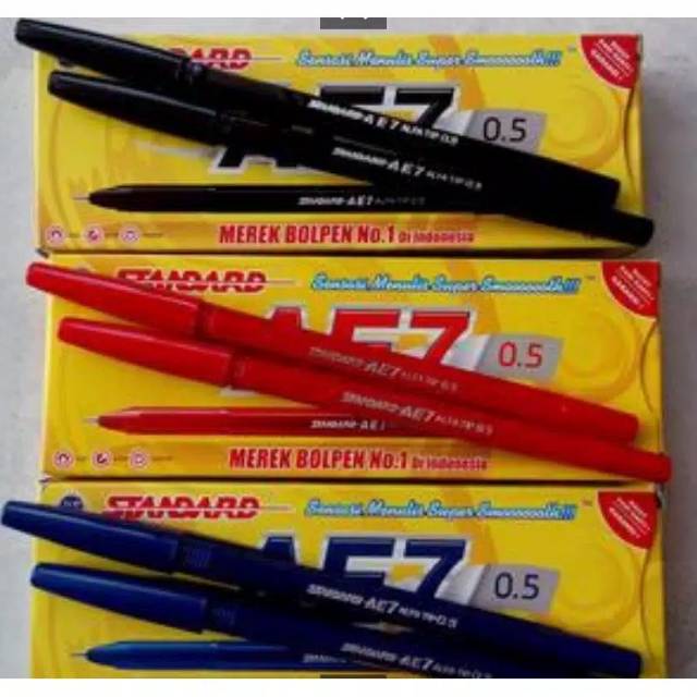

Bolpen standard merah biru hitam
