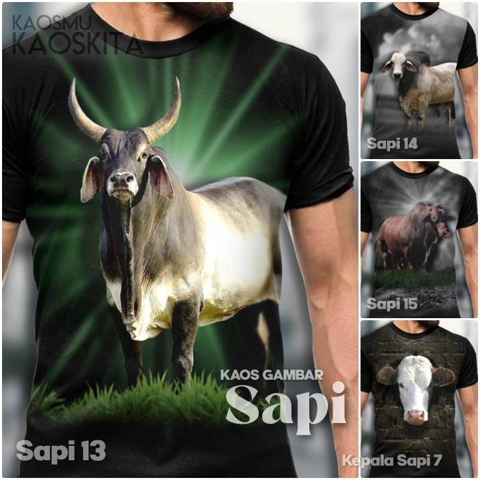 Kaos Gambar SAPI Baju Sapi Limosin Simental Brahman Tshirt Distro Sapi Keren Kaos Dewasa dan Anak