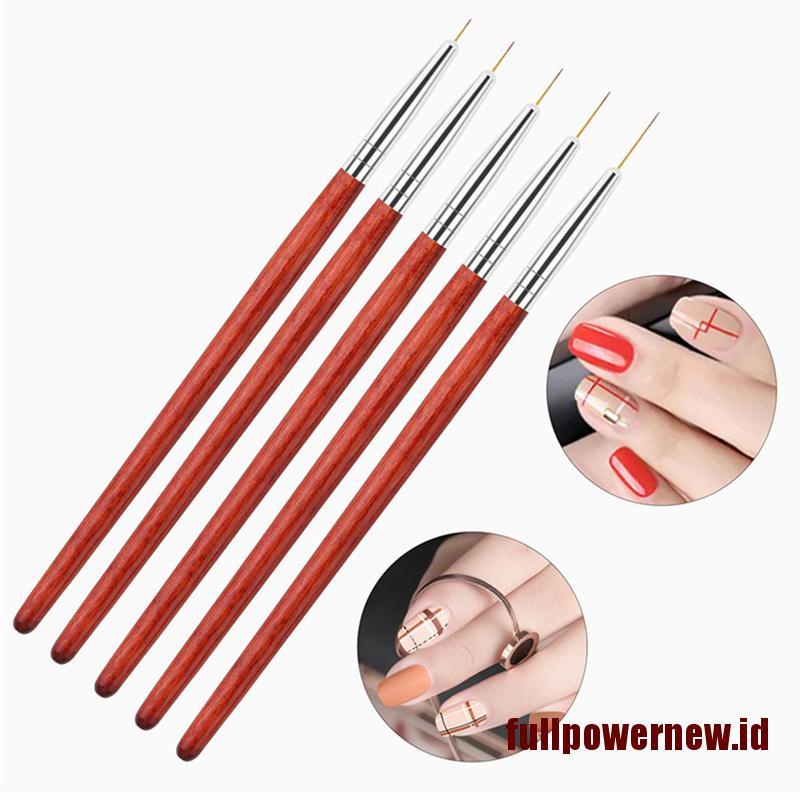 5pcs / Set Pen Gambar Bunga Bahan Kayu Untuk Nail Art