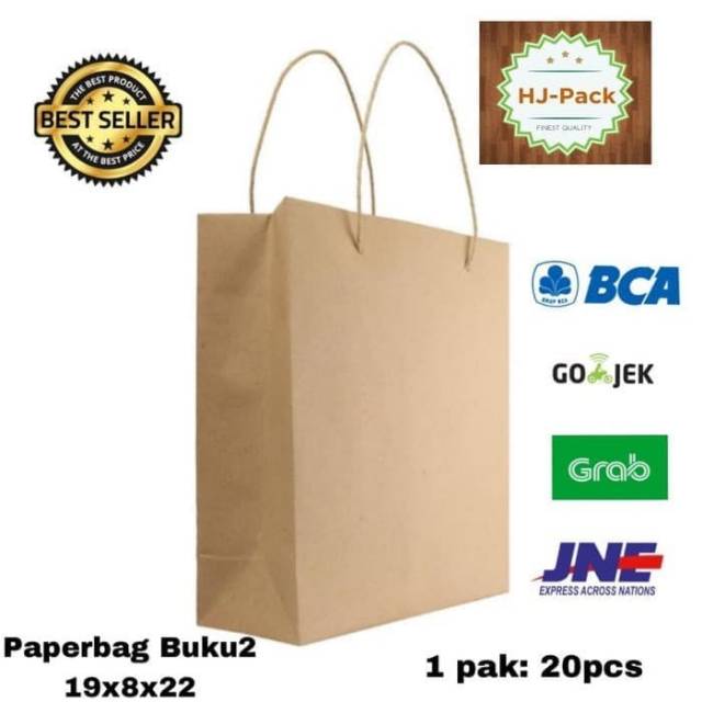 

Papebag Tas Kertaf Kraft Paperbag Buku 2 19x8x22 Tas Tali Goodie Bag