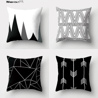  BD Sarung  Bantal  Sofa Motif Geometris Warna Hitam  Putih  