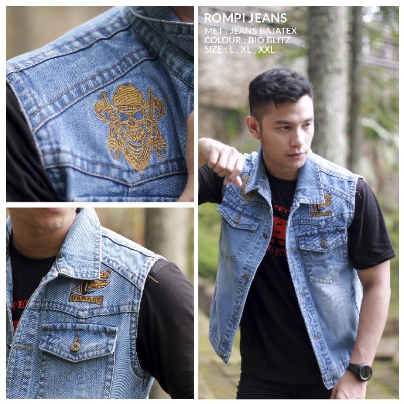 JAKET ROMPI JEANS DENIM LEPIS PRIA TERBARU / JAKET ROMPI JEANS PRIA TERLARIS / JAKET ROMPI JEANS TOU