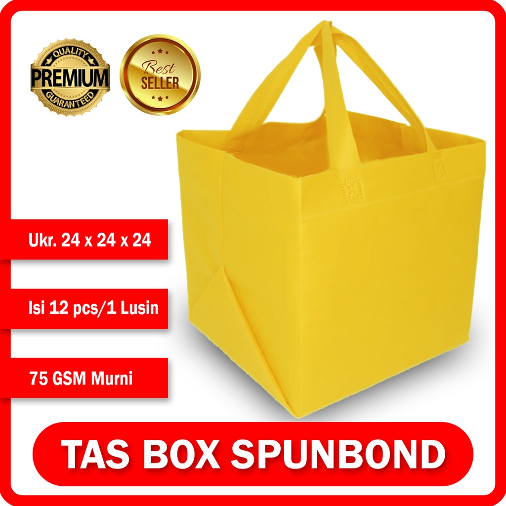 

Souvenir Tas Box Spunbond Handle - Kuning 24CM x 24CM