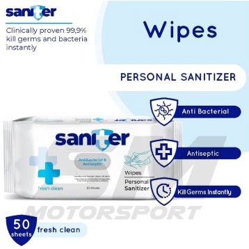 SANITER Personal Wipes Tisu Basah Tissue Antiseptic Antibacterial 50