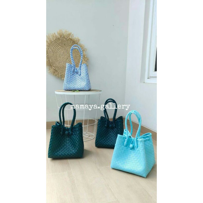 BEST SELLER HITS Tas jally/jali Kotak Premium Tali pendek/Tas anyaman/Tas bakul
