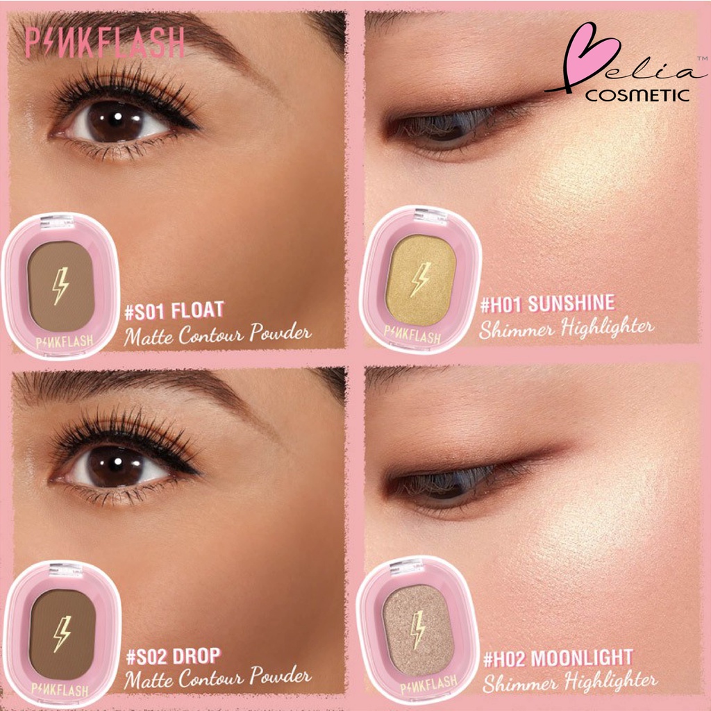 ❤ BELIA ❤ PINKFLASH Soft Pigment Face Contour Highlighter Shimmer | Pink Flash OhMyShow BPOM PF-F02