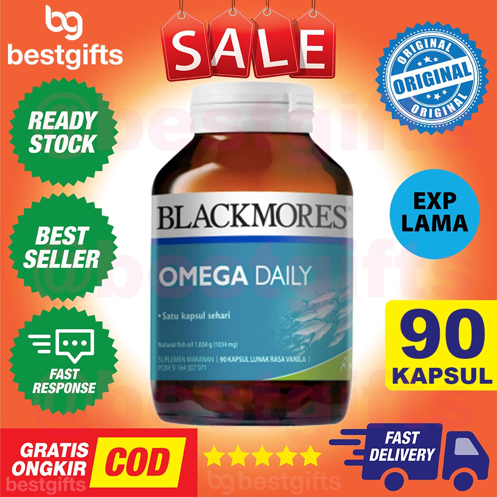 BLACKMORES OMEGA DAILY 3 FISH SALMON OIL MINYAK IKAN TURUNKAN KOLESTEROL JANTUNG KALBE - 90 KAPSUL