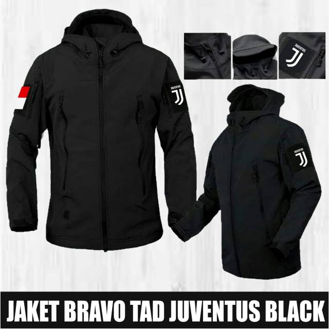 Jaket Bravo Tad Bola Juventus Juve Hitam Hoodie Pria Wanita Jumbo Big Size Besar XXL Kuliah Kerja