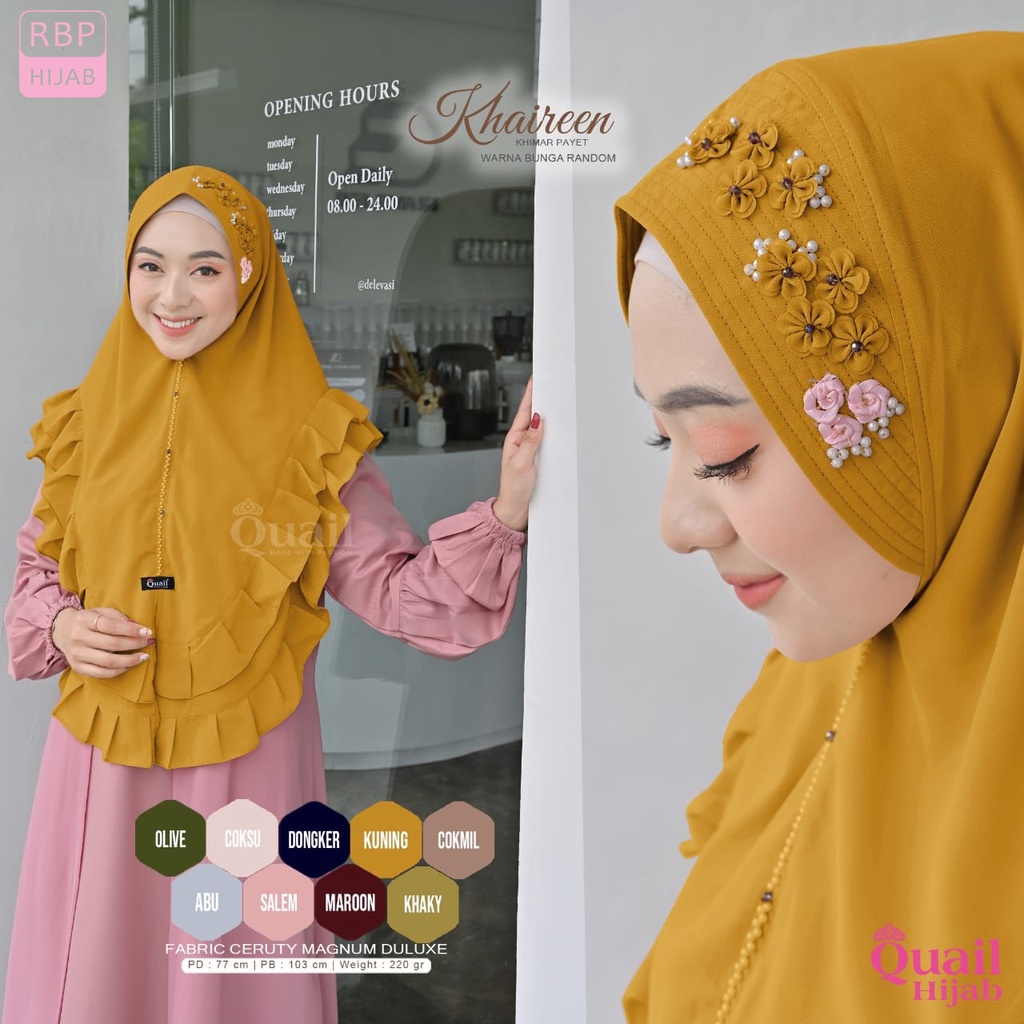 Jilbab Bergo Instan Khaireen Khimar Payet Quail Hijab