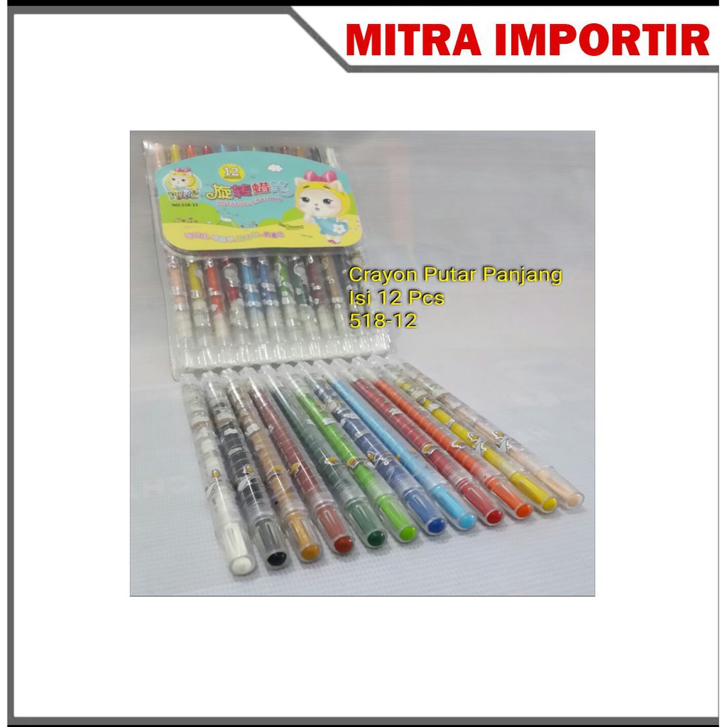 

Crayon Putar isi 12 colour 518-12 Panjang Bukan Faber Bukan Oil Pastel