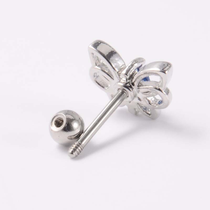 1pc Anting Tindik Bentuk Kupu-Kupu Bahan Stainless Steel Ukuran 6mm