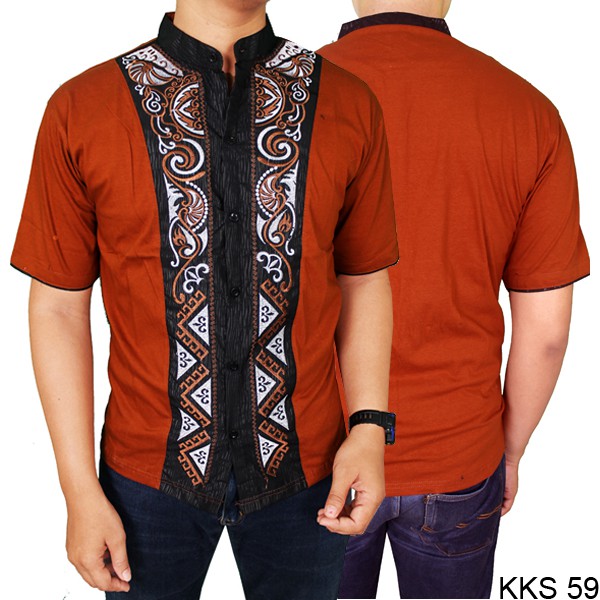 Pakaian Modern Lebaran Pria Katun Coklat Muda – KKS 59