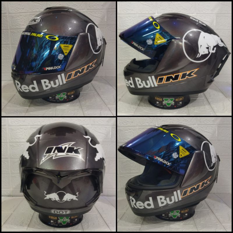 INK HELM CL MAX SOLID GUNMETAL PAKET GANTENG RED BULL SNI DOT