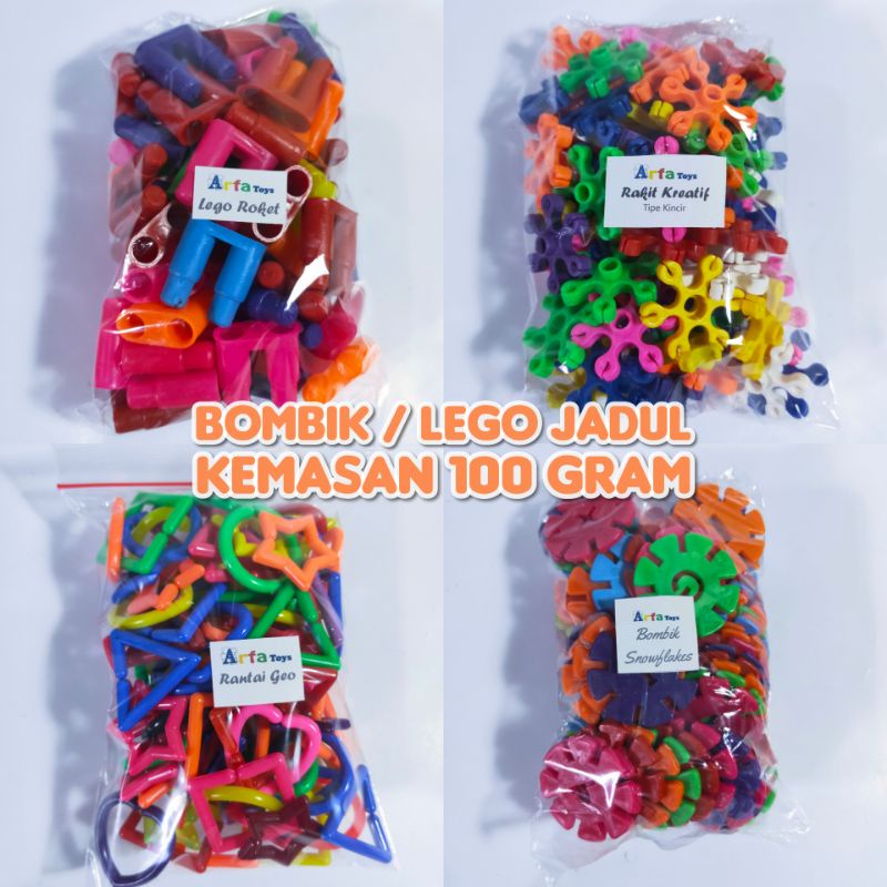 Mainan Jadul Kreatif Bombik Kincir Tangkai Jamur Rantai Geometri Rakit Roket 100 gram