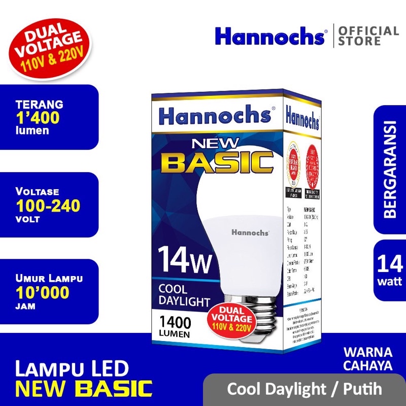 HANNOCHS LAMPU LED BASIC 14 WATT 14W
