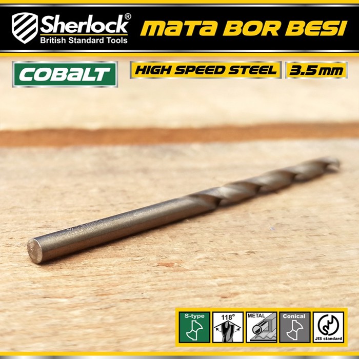 Mata Bor Besi 3.5 mm / Sherlock JIS Standard High Speed Steel Cobalt (1 Pcs)