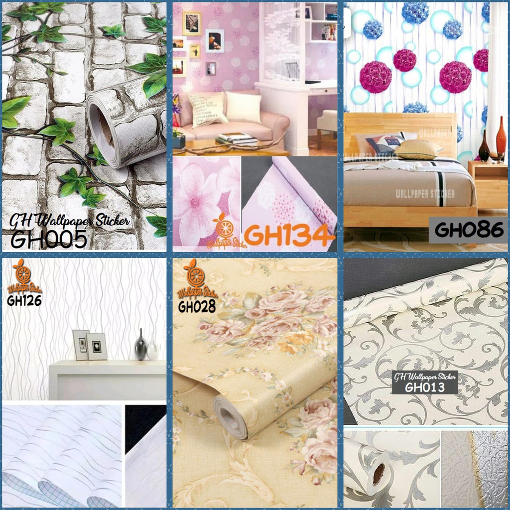 Wallpaper Dinding Sticker Walpaper Stiker Wallstiker Motif Batik Bunga Garis Karakter GH080 - WORLDHOME