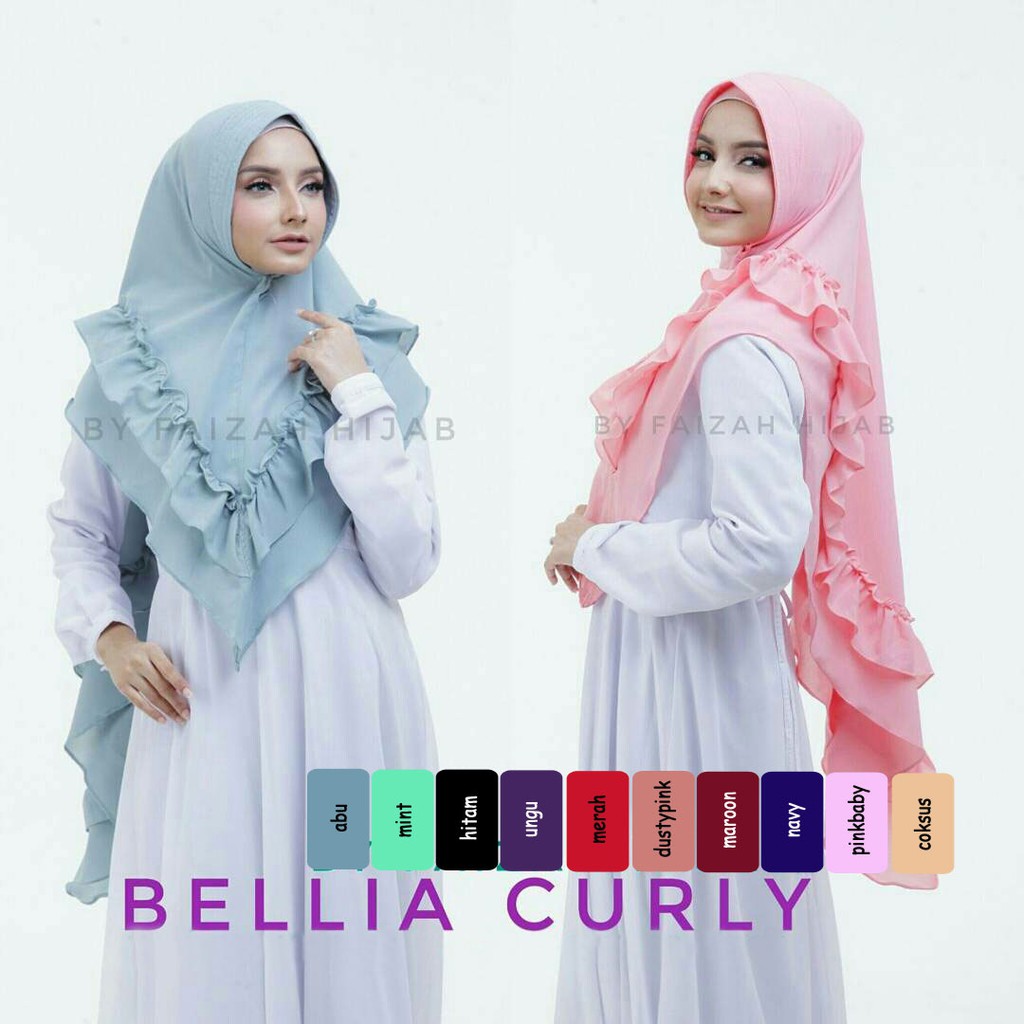 BELLIA CURLY Grosir Syari Ootd Hijab Kerudung Style Promo ...