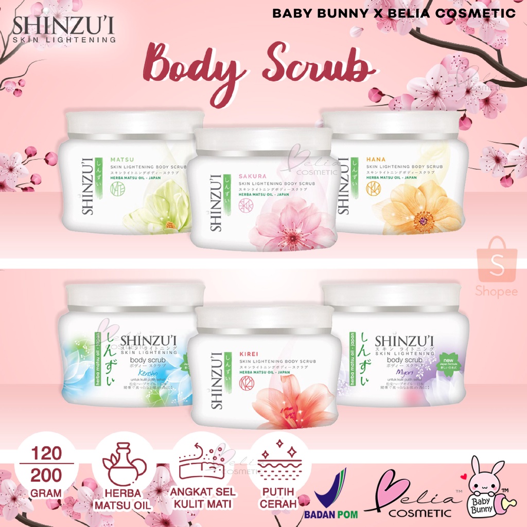 ❤ BELIA ❤ Shinzui Body Scrub 120 g (Kecil) &amp; 200g (Besar) | Lulur Badan Shinzu'i | BABY BUNNY